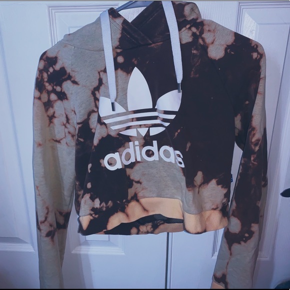 Adidas bleach dyed cropped hoodie💕 - Picture 2 of 2